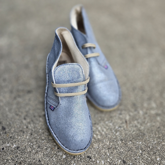 Sparkly Light Blue European Leather Ankle Boots Mio Tempo EURO 40 US 7 - Picture 3 of 6